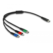 DELOCK 86820 USB-C apa - USB-C/Micro USB/Lightning apa Töltőkábel - Fekete (0.3m) kábel és adapter