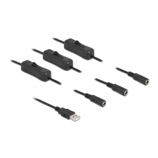 DELOCK A-típusú USB apa 3 db. DC 5,5 x 2,1 mm anya csatlakozójú, 1 méter hosszú kábel kábel és adapter