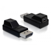  Delock Adapter Displayport male > Displayport mini female, nikkel bevonat, fekete