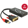  Delock Adapter DVI-dugós csatlakozó > Displayport 1.2-csatlakozóhüvely fekete