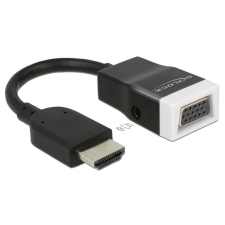 DELOCK Adapter HDMI-A dugó &gt; VGA hüvely audióval, 15cm, fekete-fehér kábel és adapter