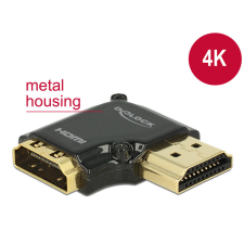 DELOCK Adapter High Speed HDMI with Ethernet – HDMI-A female &gt; HDMI-A male 4K 90° angled right Black kábel és adapter