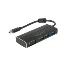 DELOCK Adapter USB3.1 Gen1/C > 3x USB3.0/A + VGA (63932) hub és switch