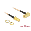 DELOCK Antennakábel RP-SMA dugó 90 > RP-SMA csatlakozó válaszfal RG-316 16 cm