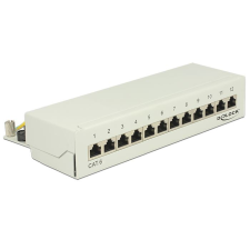 DELOCK asztali patch panel 12 Port Cat.6 szürke (87292) (DE87292) asztali számítógép kellék