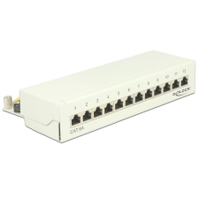 DELOCK asztali patch panel 12 portos Cat.6A fehér (87679) (DE87679) asztali számítógép kellék