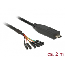 DELOCK átalakító USB Type-C 2.0 apa LVTTL-hez 3,3 V 6 tűs fejlécű, anya 6 tűs fejlécű, 2,0 m kábel és adapter
