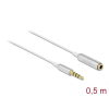 DELOCK Audio Extension Cable Stereo Jack 3.5mm 4 pin male to female Ultra Slim 0,5m White (66072)