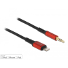 DELOCK Audió kábel 8 tűs Lightning apa - sztereo jack apa 3.5 mm 3 tűs, 1,5 m