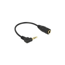 DELOCK audio sztereó hajlított kábel 2.5 mm (M) - 3.5 mm 3 pin (F) 14 cm kábel és adapter
