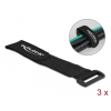 DELOCK Befűzős kábelkötegelő tépőzárral hossza 280 mm, szélessége 38 mm, 3 db. Fekete