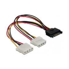 DELOCK Cable Power SATA 15pin > 2x 4pin Molex female 20cm kábel és adapter