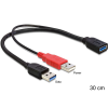 DELOCK Cable USB 3.0 type A male + USB type A male > USB 3.0 type A female