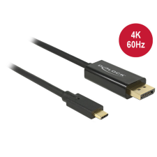 DELOCK Cable USB Type-C male &gt; Displayport male (DP Alt Mode) 4K 60 Hz 2m Black kábel és adapter
