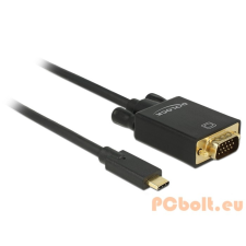 DELOCK Delock 85261 USB-C - VGA (apa - apa) kábel 1m - Fekete kábel és adapter
