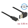 DELOCK Delock Kábel EASY-USB 2.0-s A típusú csatlakozódugó, ívelt felfelé / lefelé > USB 2.0-s Micro-B-típu