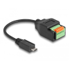 DELOCK Delock Micro-B-típusú USB 2.0 kábel apa - terminal block adapter lenyomó gombbal 15 cm