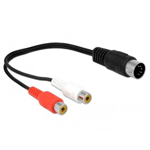 DELOCK DIN - RCA kábel 20cm (DIN 5 tűs apa - 2xRCA anya) - Kábel és ...