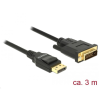 DELOCK Displayport 1.2 apa > DVI 24+1 apa passzív 3 m kábel fekete (85314) (85314)