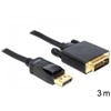 DELOCK DisplayPort - DVI-D Dual Link kábel 3m