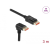 DELOCK DisplayPort kábel egyenes csatlakozódugóval - csatlakozódugóval 90 ívelt lefelé 8K 60 Hz 3 m