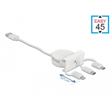 DELOCK Easy 45 modulos USB 2.0 3 az 1-ben behúzható kábel, A-típusú USB - USB-C , Micro USB és light egyéb hálózati eszköz