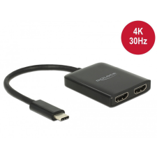 DELOCK Elosztó USB Type-C csatlakozóval (DP alternatív mód támogatás) &gt; 2 db HDMI csatlakozó, 4K 30 kábel és adapter