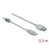 DELOCK Extension cable USB 2.0 Type-A male > USB 2.0 Type-A female 0,3m Transparent (82244)