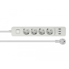 DELOCK Fehér színu négy foglalatú hosszabbítós konnektor USB töltovel és kisülés védelemmel hosszabbító, elosztó