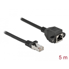 DELOCK Hálózat bővítő kábel S/FTP RJ45 apa - RJ45 anya Cat.6A, 5 m hosszú, fekete kábel és adapter