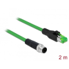 DELOCK Hálózati kábel M12 4 tűs D-kódú RJ45 csatlakozóhoz PVC borítás 2 m hosszú