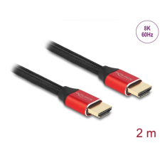 DELOCK HDMI 2.1 Összekötő Fekete-Piros 2m 85774 kábel és adapter