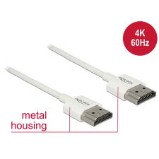 DELOCK HDMI-kábel Ethernettel - HDMI-A-csatlakozódugó &gt; HDMI-A-csatlakozódugó, 3D, 4K, 2 m, vékony kábel és adapter