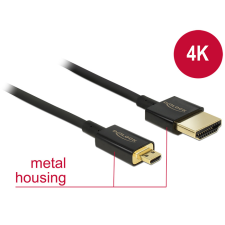 DELOCK HDMI M - micro HDMI M Adapterkábel (4K 3D Ethernet) 1m Fekete kábel és adapter