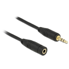 DELOCK hosszabbító kábel sztereó 3.5 mm jack 3 érintkezős apa &gt; anya 0.5 méteres fekete kábel és adapter