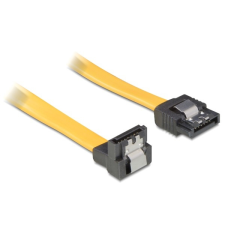 DELOCK Kábel - 82482 (SATA II, lefele/egyenes csatl.(fémlappal), Max.: 3Gb/s, sárga, 0,7m) kábel és adapter