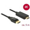 DELOCK Kábel Displayport 1.2 dugó -High Speed HDMI-A dugó passzív 4K, 5m; fekete