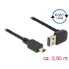 DELOCK Kábel EASY-USB 2.0-s A típusú csatlakozódugó, ívelt felfelé / lefelé > USB 2.0-s Mini-B-típus