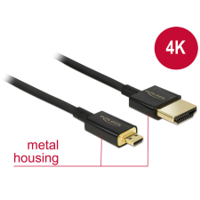 DELOCK kábel High Speed HDMI Ethernet - HDMI-A apa &gt; HDMI Micro-D apa 3D 4K 4,5m Slim Prem. kábel és adapter