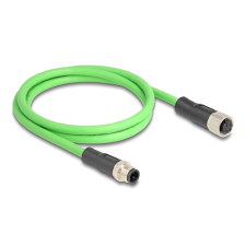  Delock Kábel M12 D kódolt 4 tűs apa - anya PUR (TPU) 1 m kábel és adapter