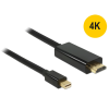 DELOCK Kábel mini Displayport 1.1 dugó - High Speed HDMI A dugó 4K 3 m, aranyozott, fekete