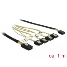 DELOCK Kábel Mini SAS SFF-8087 &gt; 4 x 7 tűs SATA + oldalsáv, 1 m fém kábel és adapter