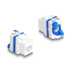  Delock Keystone Modul RJ45 anya - LSA Cat.6A eszköz nélkül beszerelhető, valamint rendelkezik kék elcsavarható zárral