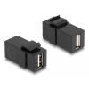 DELOCK Keystone modul, USB 2.0 A-csatlakozóhüvely > USB 2.0 A-csatlakozóhüvely, fekete