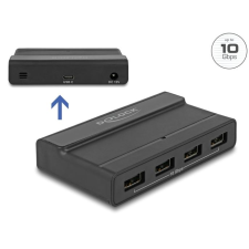 DELOCK Külső USB 3.1 HUB 4 bemenettel, 10 Gbps (64053) (d64053) hub és switch