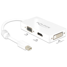 DELOCK mini Displayport 1.1 male &gt; VGA / HDMI / DVI-D (Dual Link) female Passive Adapter White kábel és adapter