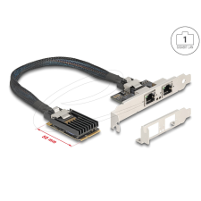 DELOCK Mini PCIe I/O PCIe teljes méretű 2 x RJ45 Gigabit LAN kábel és adapter