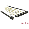 DELOCK Mini SAS HD SFF-8643 - 4 x 7 tűs SATA fordított + oldalsáv 1 m