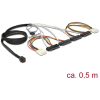 DELOCK Mini SAS HD SFF-8643 - 4 x SAS SFF-8482 + táp + oldalsáv 0.5 m