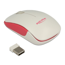 DELOCK Optical 3-button mini mouse 2.4 GHz wireless White/Red (12495) egér